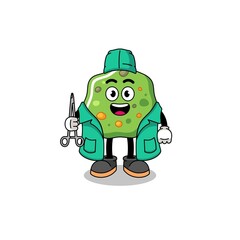 Illustration of puke mascot as a surgeon