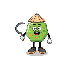 Illustration of puke as an asian farmer