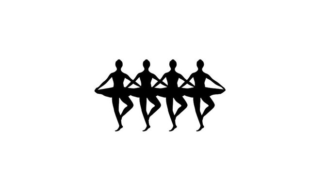 Dancing ballerinas, animation on the white background