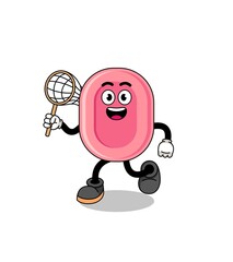 Cartoon of soap catching a butterfly