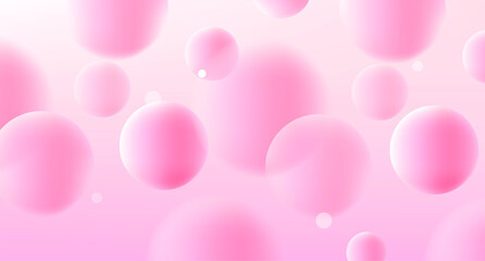 Abstract background with soft pink bubbles flying randomly and creating texture