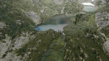 Forest and Karakol lakes in Altai