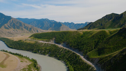 Fototapeta na wymiar Valley mountains of Altai and Katun river