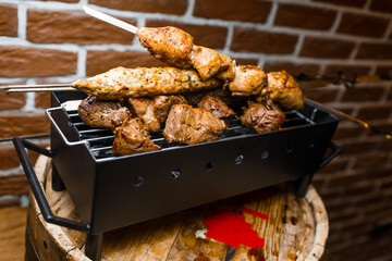 barbecue grill in the kitchen in the restaurant
