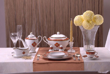 Luxury and elegant porcelain dinner set with a classy golden design.