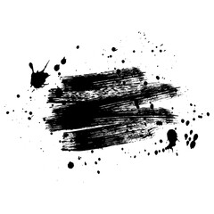 Brush stroke with ink drops. Grunge background. Vector illustration