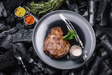 grilled meat in the kitchen of the restaurant
