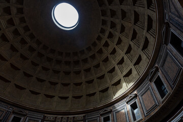 Italy. Rome. The dome of the Pantheon is a monument of the history and architecture of ancient Rome.