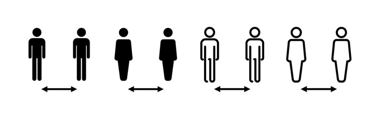 Social distance icon vector. social distancing sign and symbol. self quarantine sign