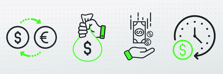 Money Related Colored Vector Icons - Modern Illustration