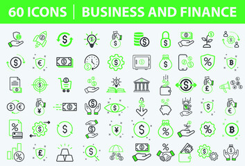 Money Related Colored Vector Icons - Modern Illustration