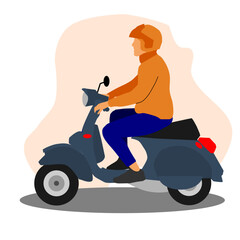 Fototapeta na wymiar Vector illustration of a man riding a scooter.