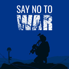 Say no to war banner vector. War background