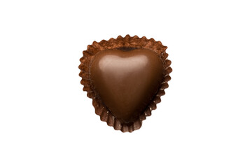 Top view Chocolate candy isolated on white background with clipping path and full depth of field. Flat lay