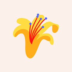 Minimalist vector illustration of flower. Depiction of yellow plant. Decoration for cards, invitations.