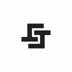 letter st simple linear geometric logo vector