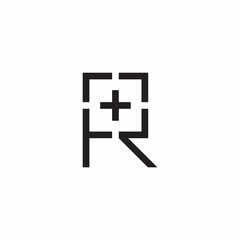 letter r plus medical simple geometric line logo vector