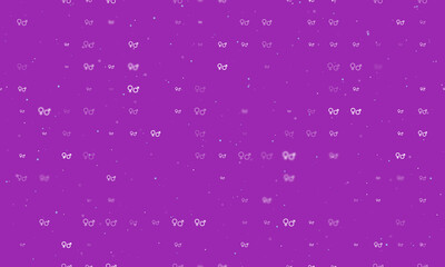 Seamless background pattern of evenly spaced white gender symbols of different sizes and opacity. Vector illustration on purple background with stars