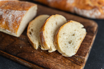 baguette bread soft bun fresh bakery food snack on the table copy space food background rustic top view