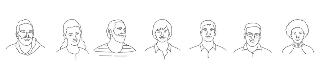 Avatar portrait. Male and female faces.