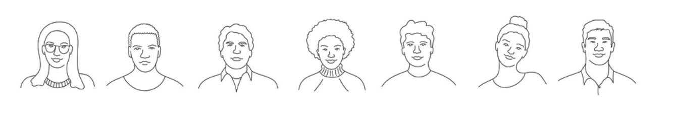 Different smiling people avatar set.