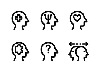 Simple Set of Mental Health Related Vector Line Icons. Contains Icons as Psychology, Empathy, Confusion and more.