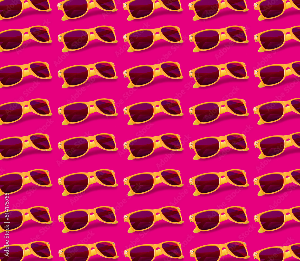 Canvas Prints many stylish sunglasses on pink background. seamless pattern design