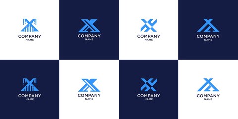 Set of letter x logo with creative concept
