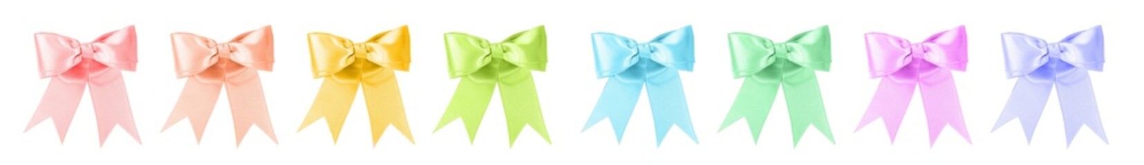 Set with different beautiful bows on white background. Banner design