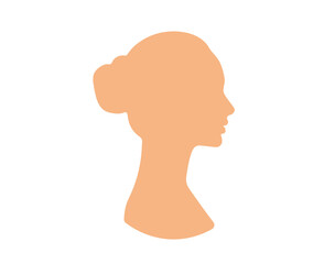 Beauty woman face silhouette in profile. Hair Fashion icon