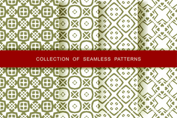 Fabric prints. Set. 4 Seamless patterns. Abstract geometric patterns.