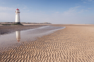 Talacre beach-Flintshire, North Wales April 18 2022 rippled sand early morning low tide
