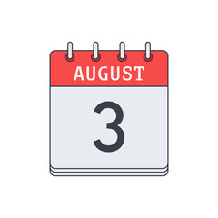 August 3. Calendar icon. Vector illustration, flat design. .