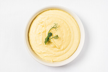 mashed potatoes on the white background