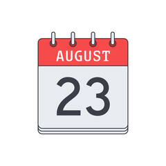 August 23. Calendar icon. Vector illustration, flat design..