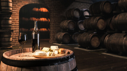 Red wine tasting in the wine vault.