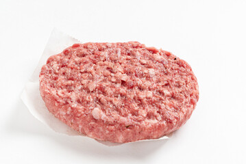  Raw minced homemade cutlets, on the white background