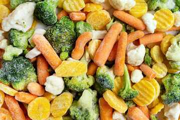 frozen vegetables on the white background