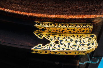 Detailed roof ornamentation, at one of the heritage buildings at Kyoto's Imperial Palace, Japan.