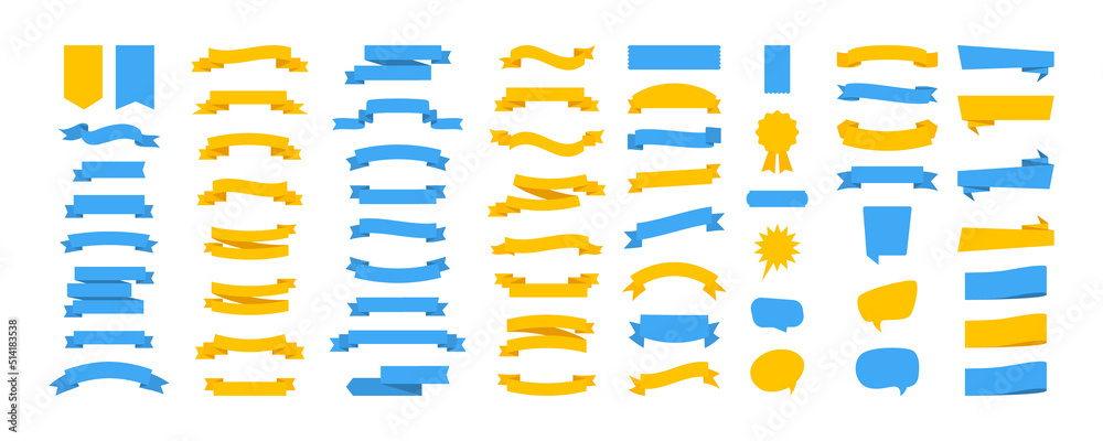 Wall mural vector ribbon banners in colors ukraine flag. ribbons banners blue and yellow color. vector illustra