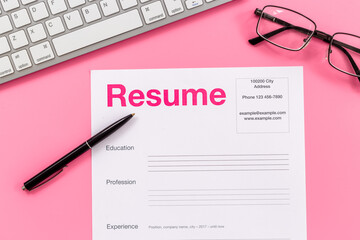 We are hiring. Resume application on HR manager office desk