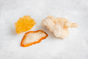 Natural crystal mineral stones. Set of shiny gemstone