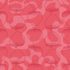 seamless pattern hand drawn doodle strawberry berries