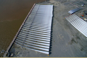 Fototapeta premium Wind turbine factory, Kingston upon Hull, renewable energy, wind power 
