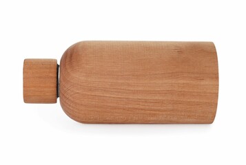 New stylish wooden bottle isolated on white
