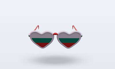 3d sunglasses love Bulgaria flag rendering front view