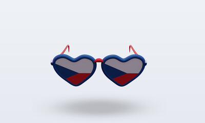 3d sunglasses love Czech Republic flag rendering front view