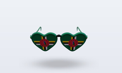 3d sunglasses love Dominica flag rendering front view