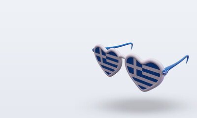 3d sunglasses love Greece flag rendering right view