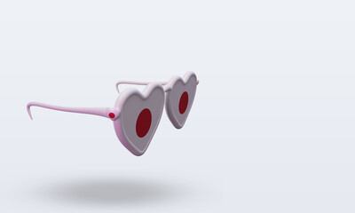 3d sunglasses love Japan flag rendering left view